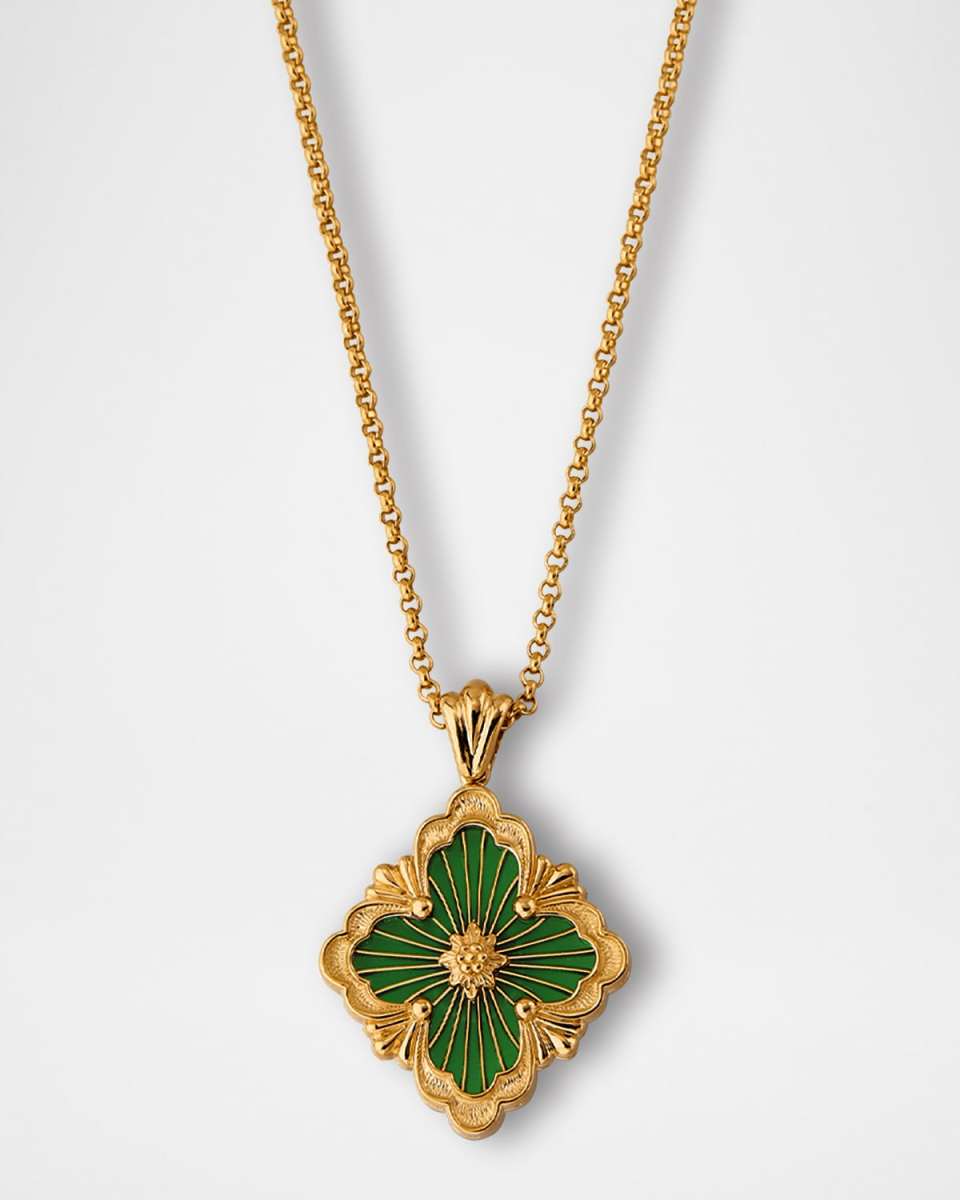 18K Yellow Gold Opera Tulle Green Pendant